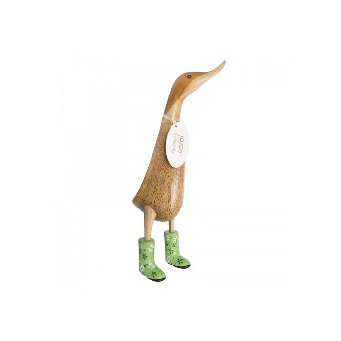 Natural Finish Ducklet with Floral Welly Boots-Green-1
